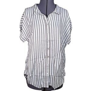 NWOT Denim & Co. Naturals Striped Button-Front Top